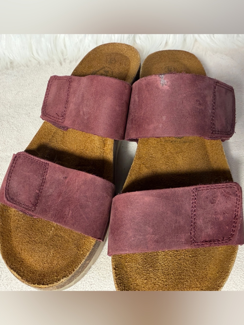 Women’s Two-Strap Adjustable Slide Sandal - Burgundy - Picture 5 of 12